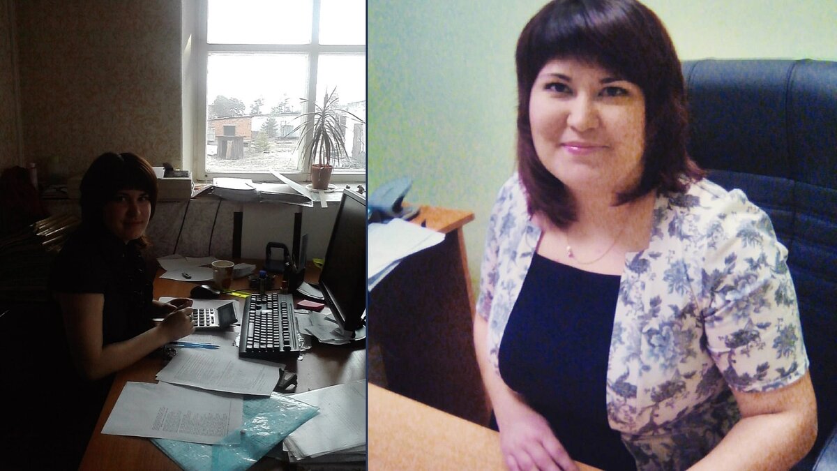 Слева - вторая моя работа в должности бухгалтера, на участке расчет заработной платы, справа я главный бухгалтер в Даттинской сельской администрации