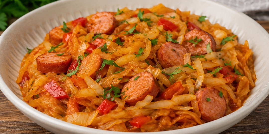Капуста с сосисками вкуснее голубцов - простой ужин за 30 минут