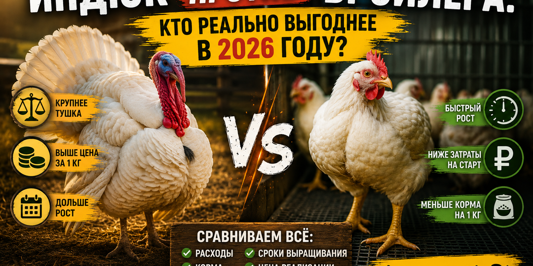 🦃🐔 Индюк против бройлера: кто реально выгоднее в 2026 году?
