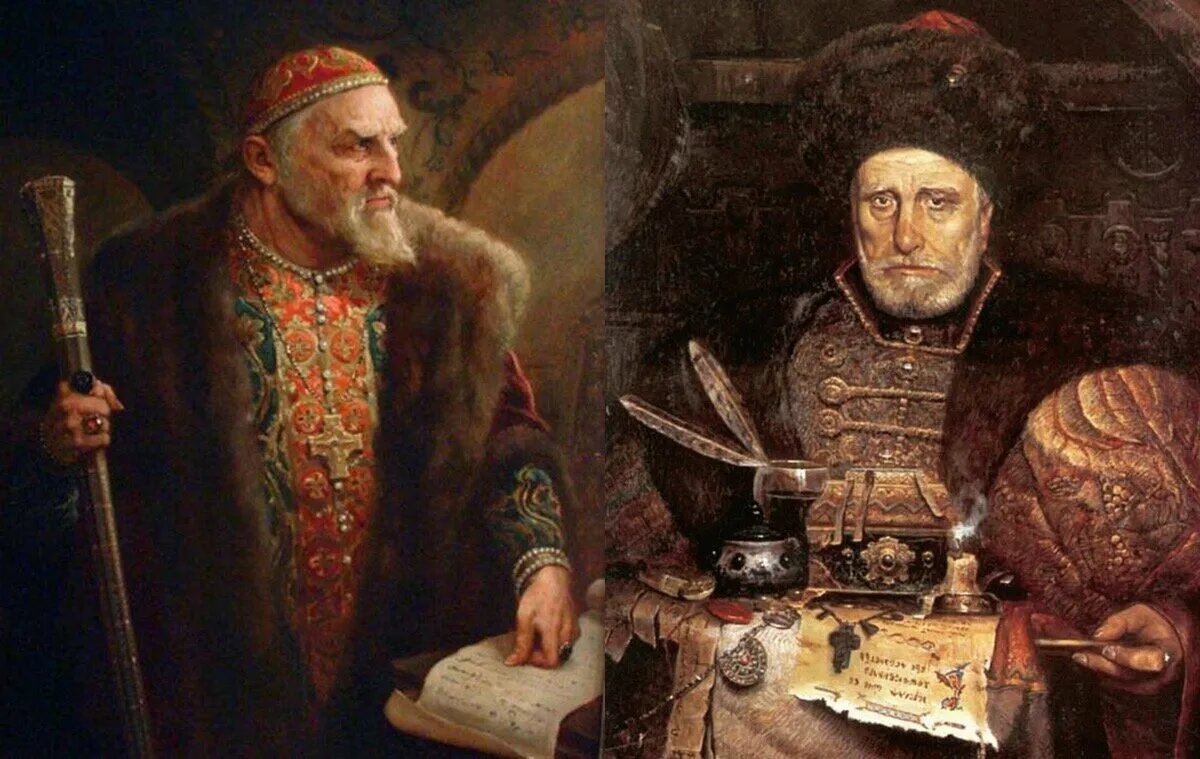Иван IV Васильевич Грозный (1530 — 1584 (53 года)) — государь, великий князь Московский и всея Руси с 1533 года, первый венчанный царь всея Руси (с 1547 года). / Андрей Михайлович Курбский (ок. 1528 — 1583 (55 лет))