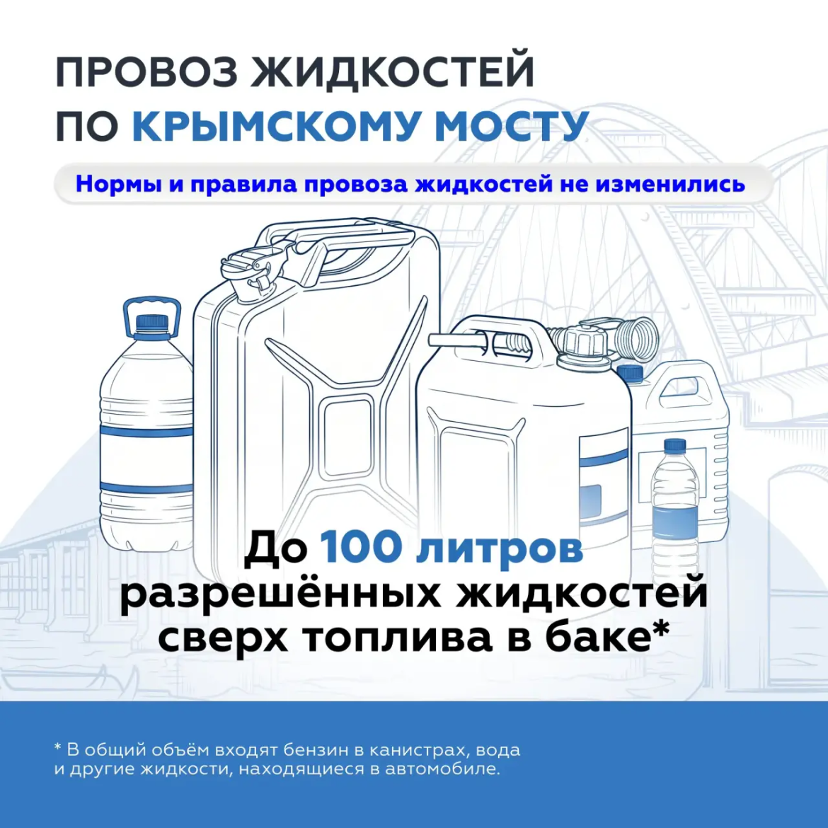 Нормы провоза жидкостей через Крымский мост