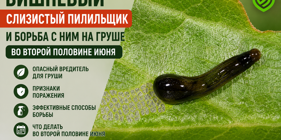 Вишневый слизистый пилильщик и борьба с ним на груше во второй половине июня