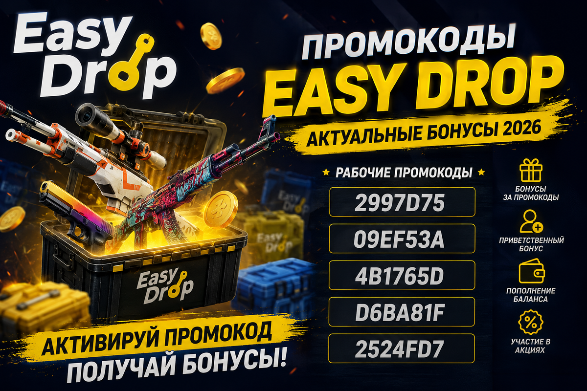 Актуальные промокоды Easy Drop 2026: получите бонусы, подарки и дополнительные преимущества после активации промокода.