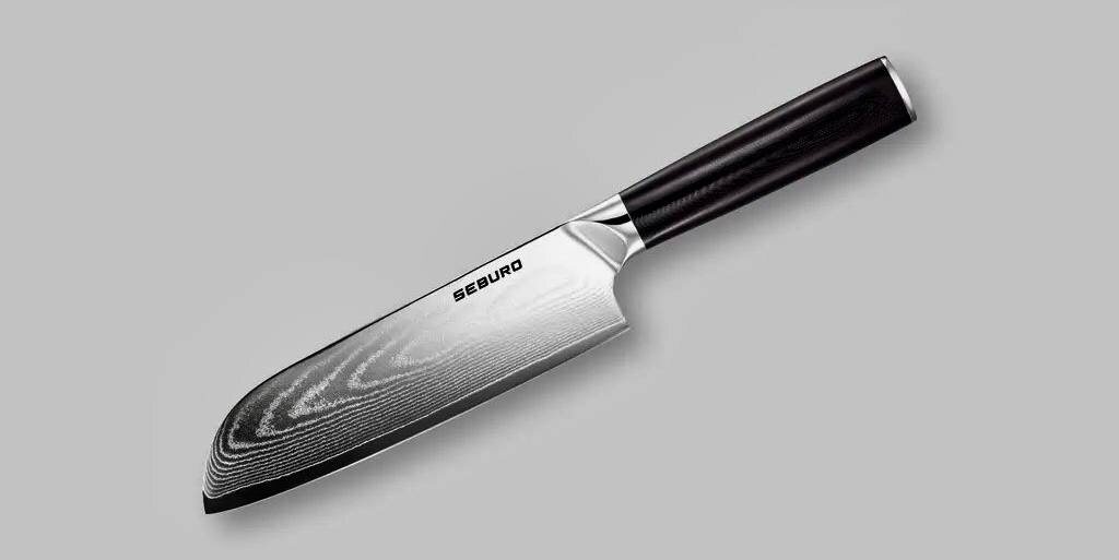 2)Японский нож Сантоку Seburo SARADA Damascus 17,5 см