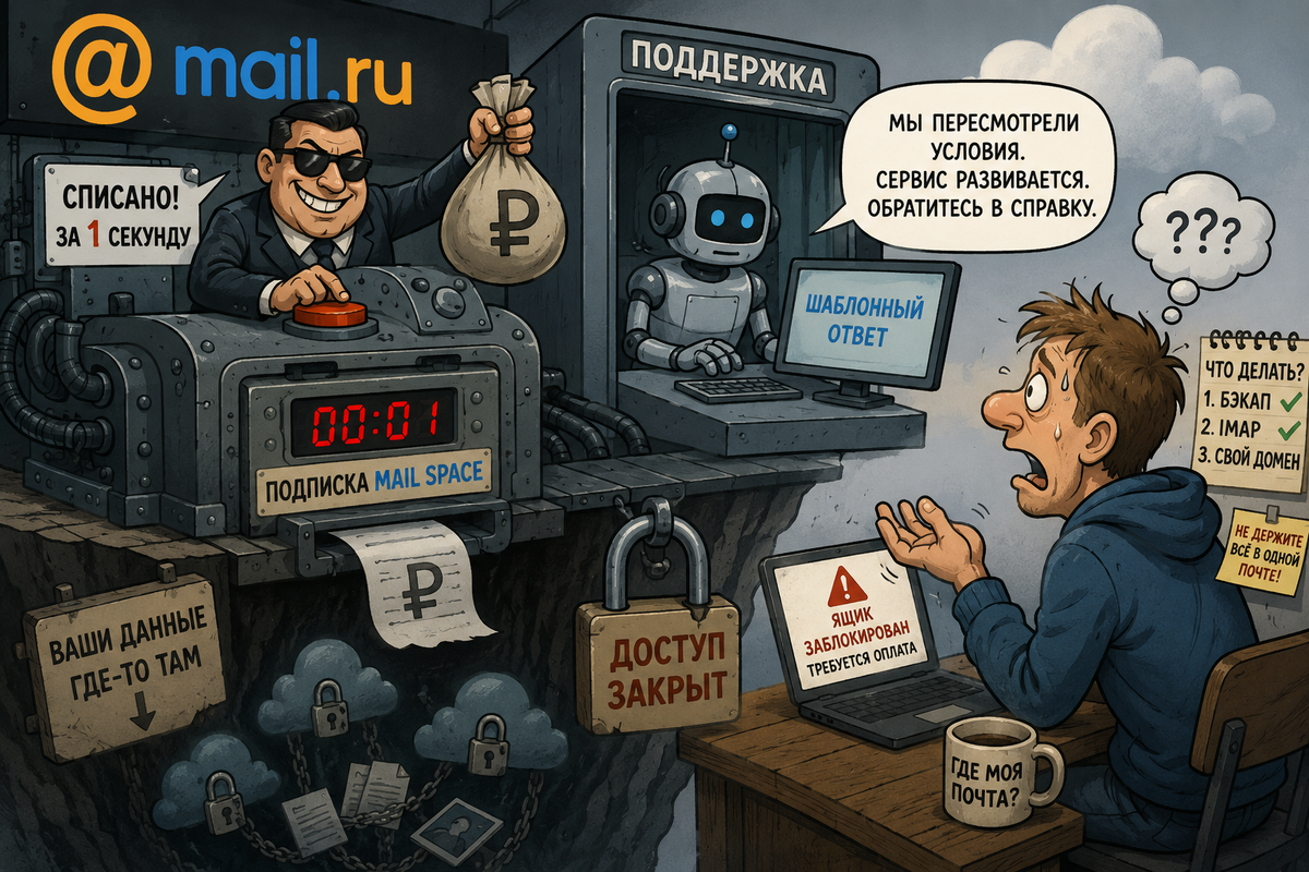 Деньги — мгновенно, ответ — никогда: как Mail.ru превратился из почты в платный турникет
