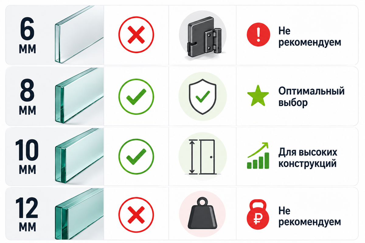 Как выбрать толщину стекла для душевой
