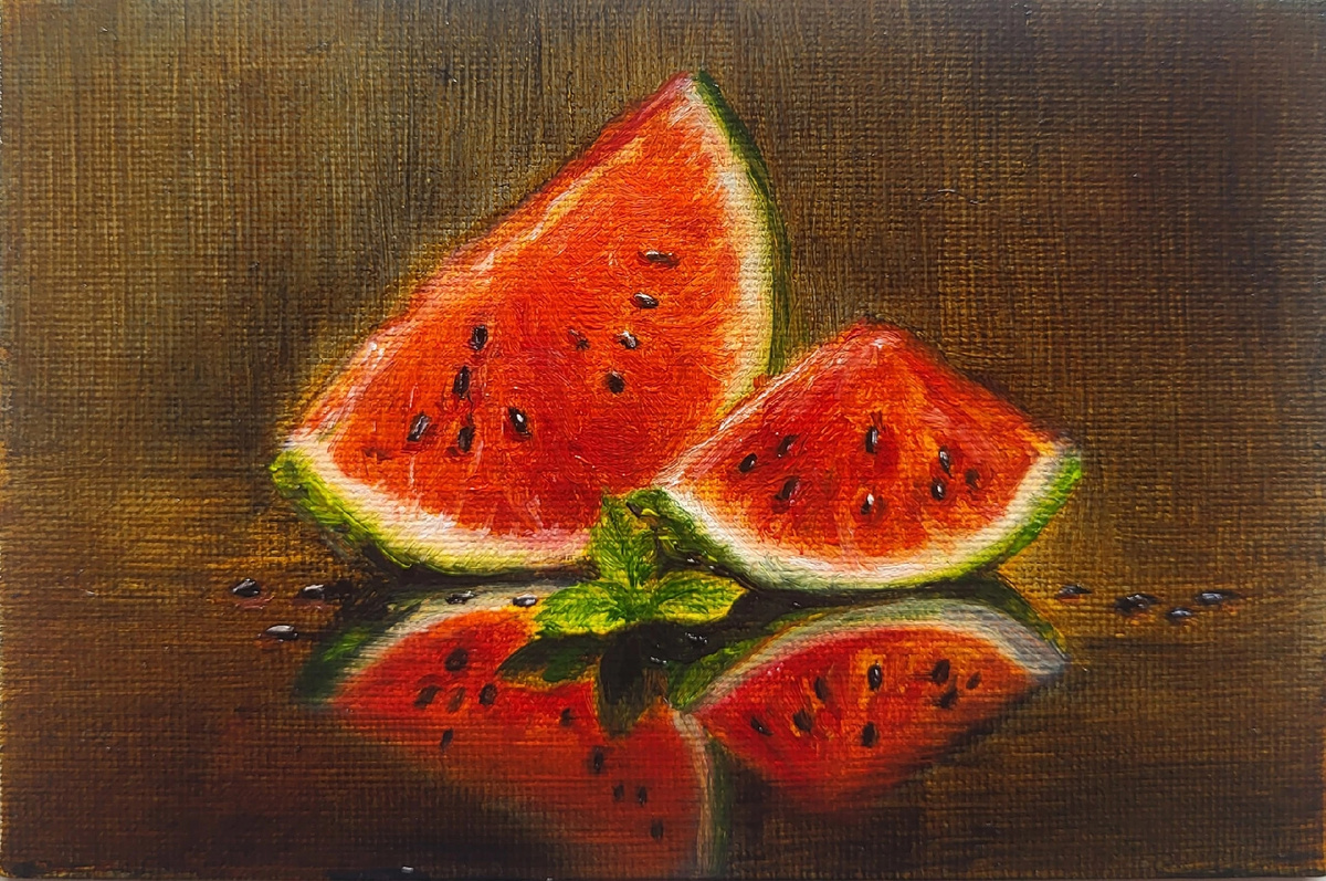 Магнитная коллекция, масло холст на магните 