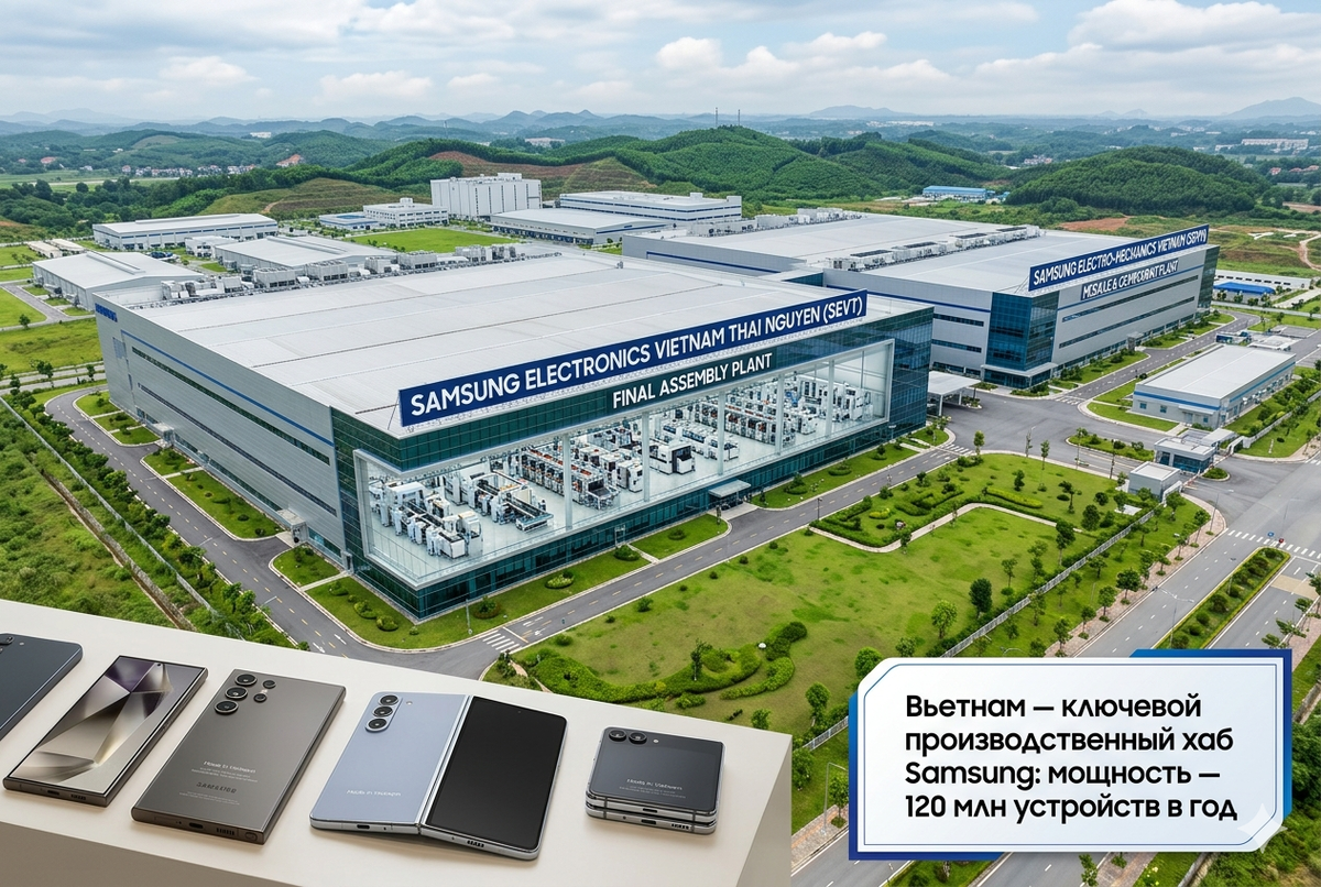 Вьетнам — ключевой производственный хаб Samsung: мощность — 120 млн устройств в год