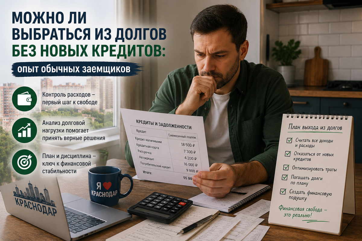 Многие жители Краснодара пытаются решать финансовые трудности с помощью новых кредитов. Разбираем, почему такой подход не всегда помогает, как оценить свою долговую нагрузку, контролировать расходы и принимать взвешенные финансовые решения.