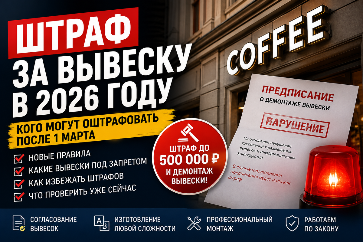 Штраф за вывеску в 2026 году: кого могут оштрафовать после 1 марта и как избежать проблем