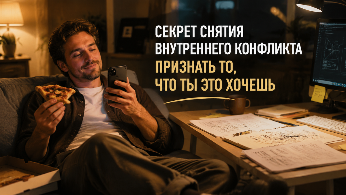 Вообще позиция "Я хочу" снимает внутри чувства вины и стыда. И в бытовых вопросах улучшает самочувствие и даже результаты. Во время такого отдыха вам могут прийти новые идеи по работе. (автор это прошёл всё сам - подтверждаю. Поиграть в xBox между работой бывает продуктивно) 