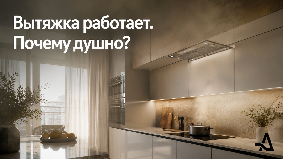 Даже сильная вытяжка не решает всё сама по себе: если свежий воздух поступает плохо, в жилых комнатах всё равно остаётся ощущение тяжести.