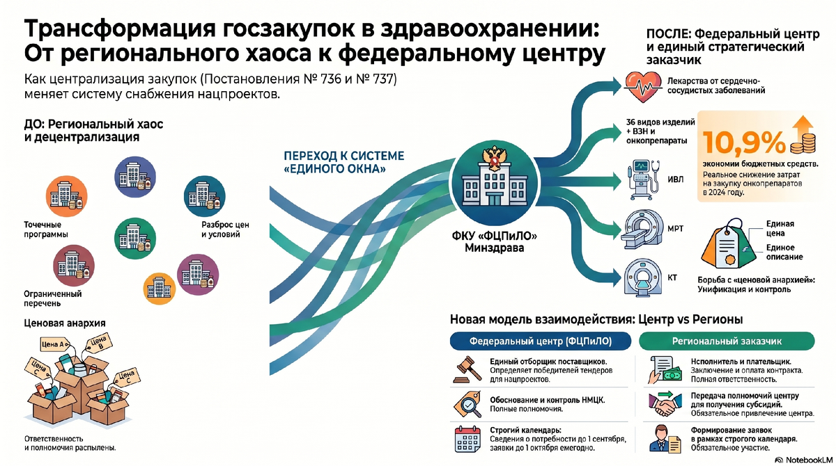 Федерализация закупок Минздрава по Постановлениям Правительства России № 736 и 737