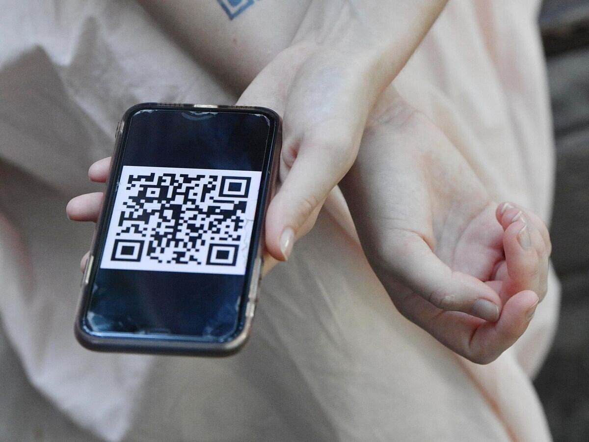    QR-код на экране смартфона | © РИА Новости / Алексей Куденко