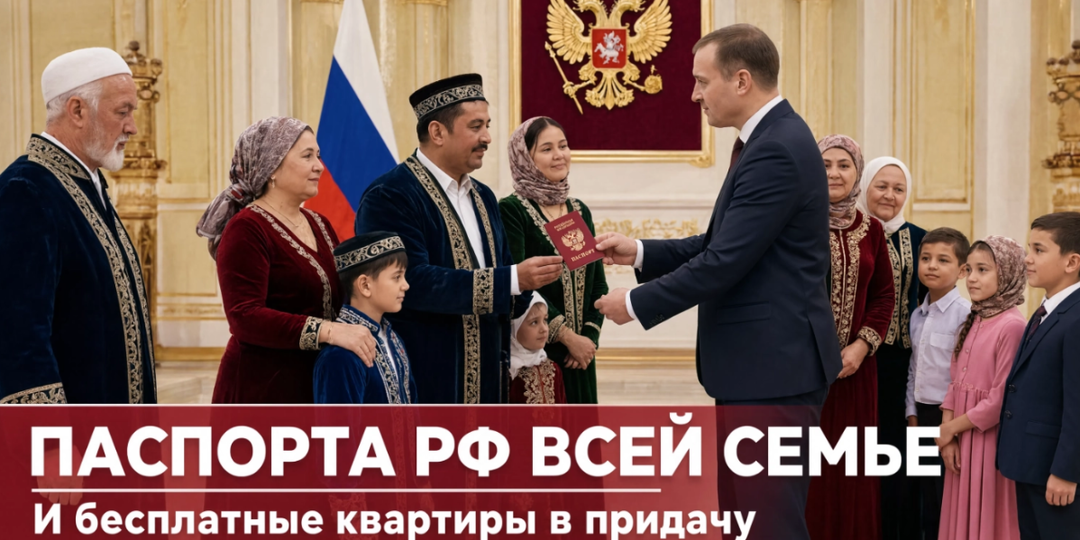 Семье таджиков вертолётно раздали паспорта РФ, а сейчас их всех снабжают бесплатными квартирами, вот что происходит в регионе