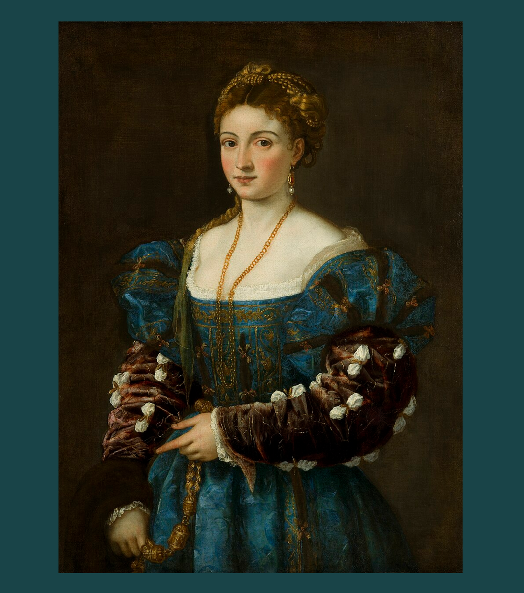 «Красавица» Тициана (ок. 1536 года) была создана по заказу герцога Урбино Франческо Марии делла Ровере. Мы не знаем, кто точно изображен на картине, но главная цель художника — подарить эстетическое наслаждение от созерцания красоты, а не запечатлеть образ для потомко