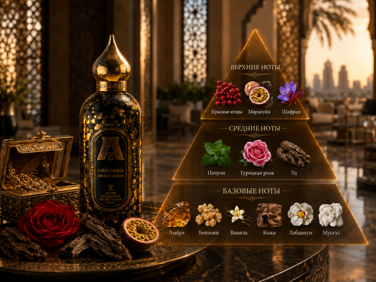Пирамида аромата Oro Nero от дома Attar Collection
