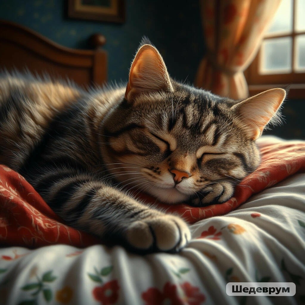 Устал Васенька после ночной смены!🐱
