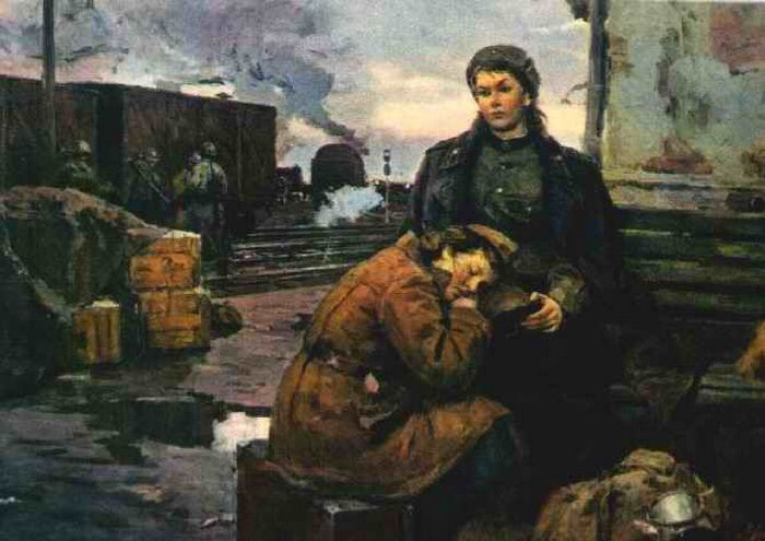 Картина "На дорогах войны" художника Александра Буртасенко