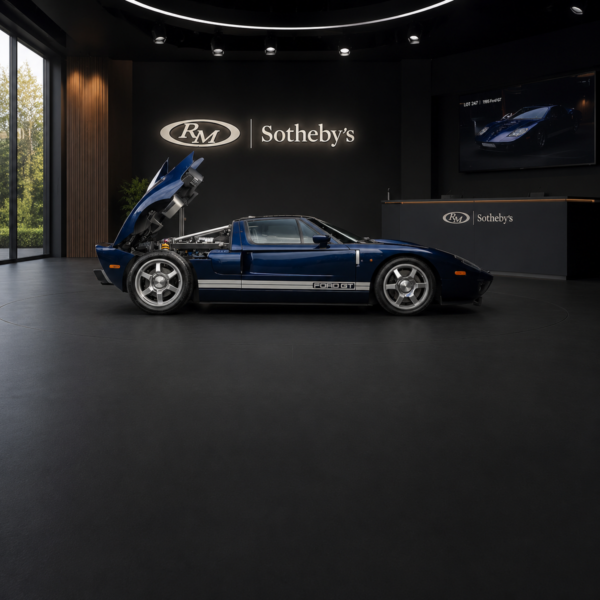 литой асфальт под Ford GT в аукционном доме Sotheby's