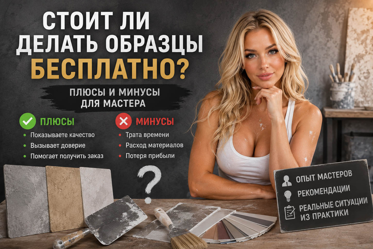 Стоит ли делать образцы бесплатно? Плюсы, минусы и опыт мастеров декоративной штукатурки