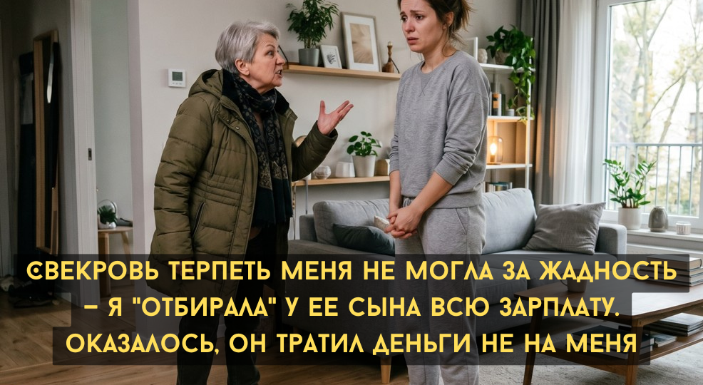 Свекровь терпеть меня не могла за жадность — я "отбирала" у ее сына всю зарплату. Оказалось, он врал и тратил деньги не на меня