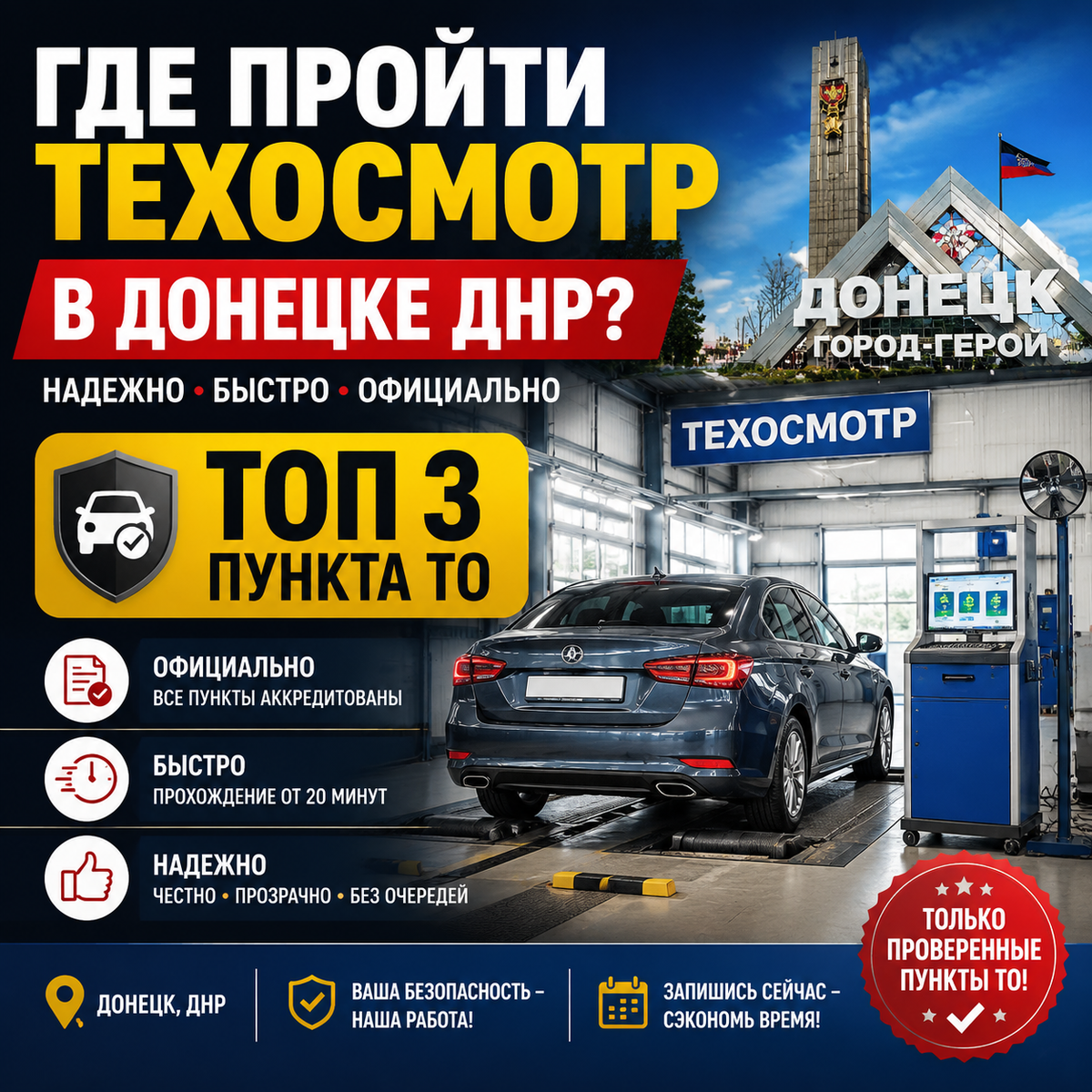 Где пройти техосмотр в Донецке ДНР? Топ 3 пункта ТО 2026 году.