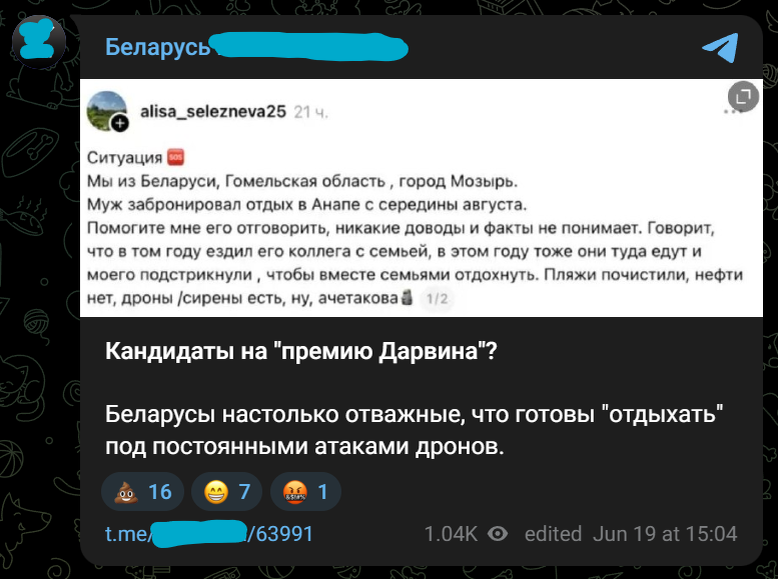 Скрин из Telegram