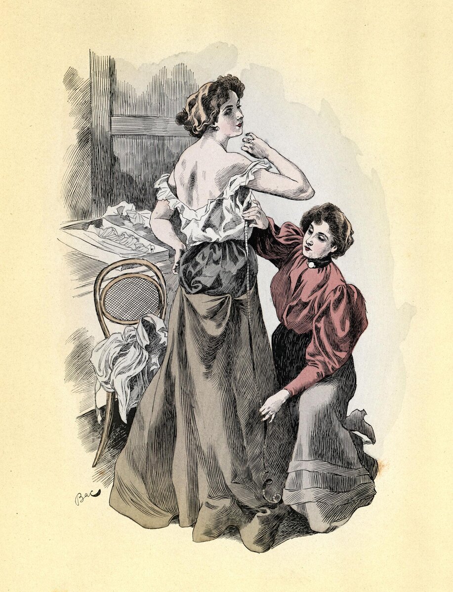 Иллюстрация под названием «У портнихи», 1895г.
