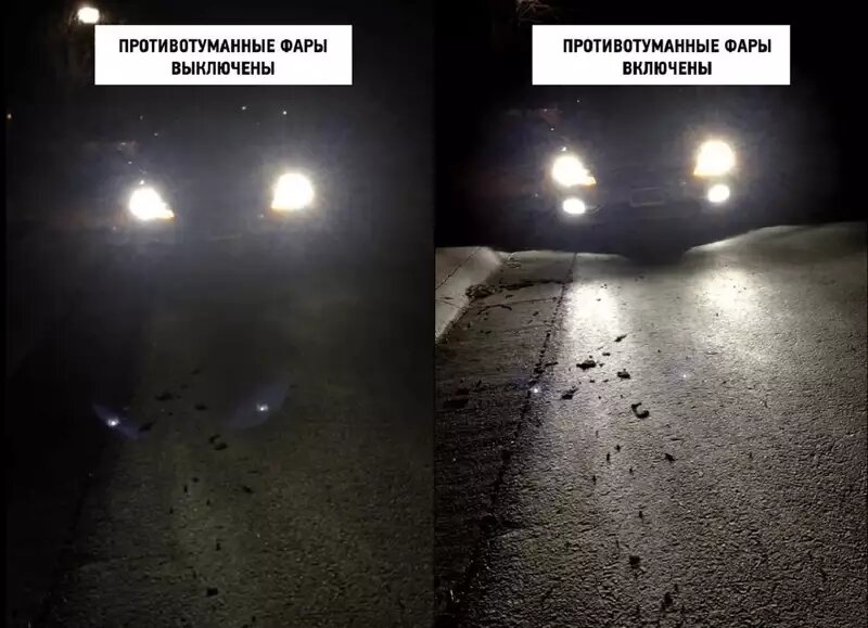 Освещение дороги противотуманными фарами📷
