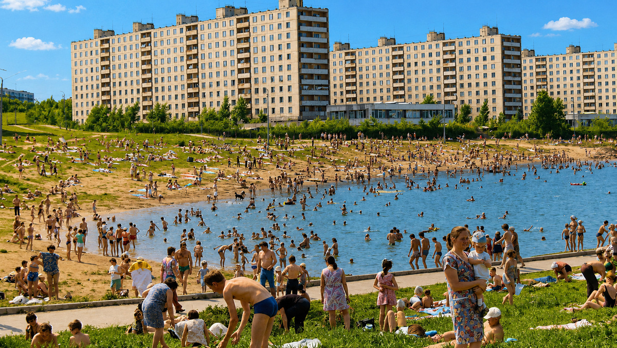 Вспомним самые знойные летние сезоны в столице за последние полвека. Фото: pastvu.com/Валентин Поляков/нейросеть