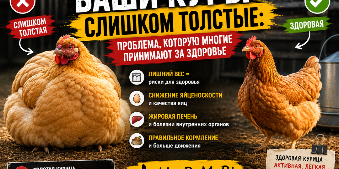 🔥 Ваши куры слишком толстые: проблема, которую многие принимают за здоровье