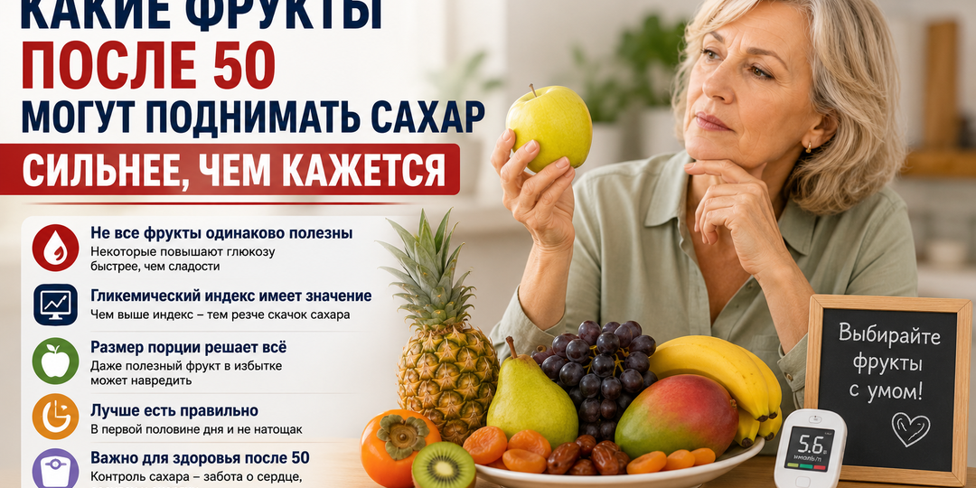 Какие фрукты после 50 могут поднимать сахар сильнее, чем кажется?