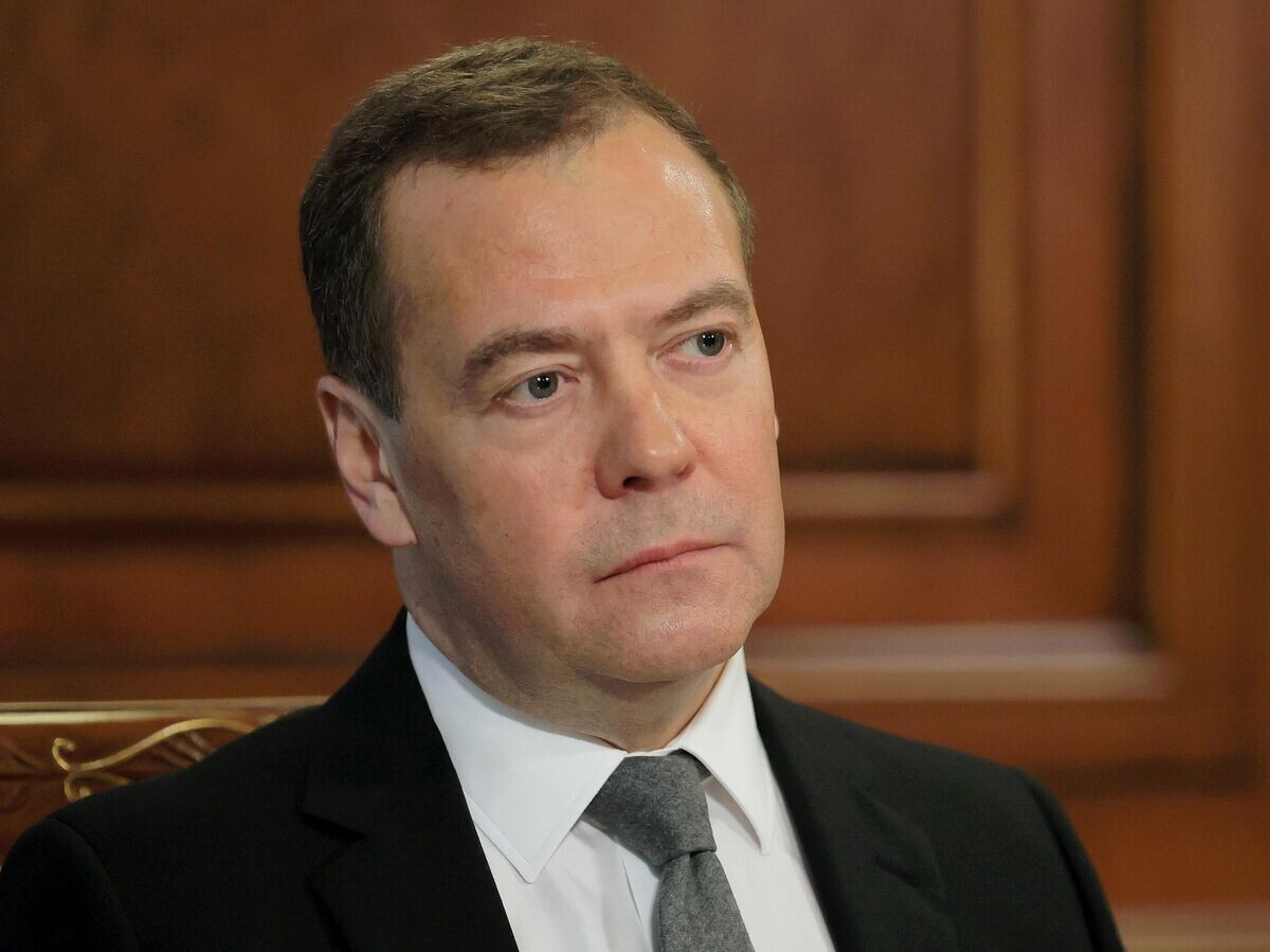    Заместитель председателя Совета безопасности РФ Дмитрий Медведев во время интервью российским СМИ | © РИА Новости / Екатерина Штукина
