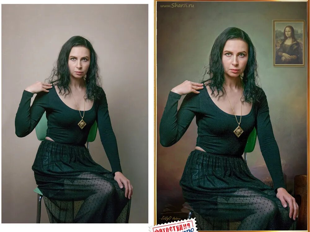 Фотопортрет до и после Photoshop