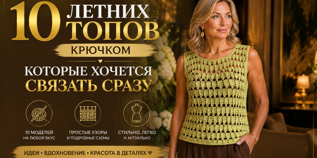 10 летних топов крючком, которые хочется связать сразу (схемы в подборке)