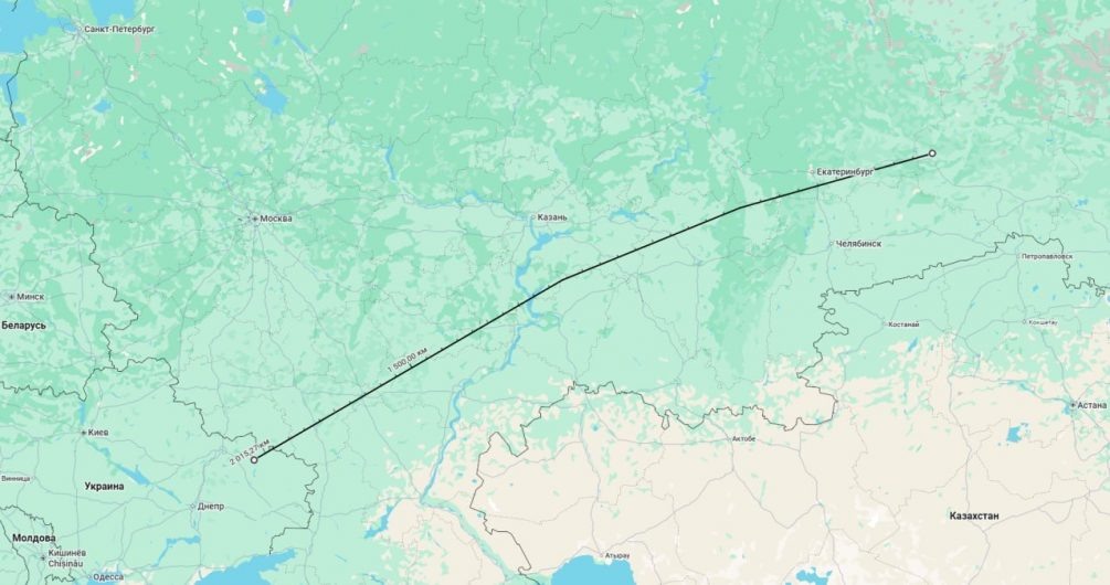   Примерное расстояние от Украины до Тюмени
