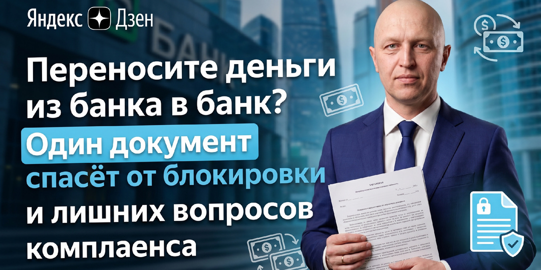 Переносите деньги из банка в банк? Один документ спасёт от блокировки и лишних вопросов комплаенса