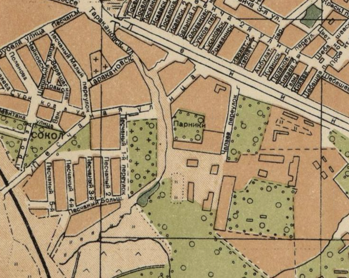 На плане Москвы 1936 года по-прежнему кладбище указывали. С сайта www.retromap.ru.