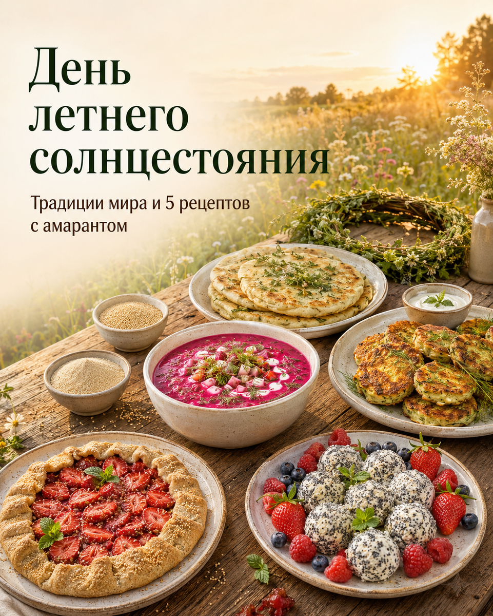 Пять рецептов с амарантом: от ржаных лепёшек до клубничной галеты.Летнее солнцестояние 2026: астрономия, традиции разных стран и Руси, безопасные идеи празднования и подробные сезонные рецепты с амарантом ВЭИК.