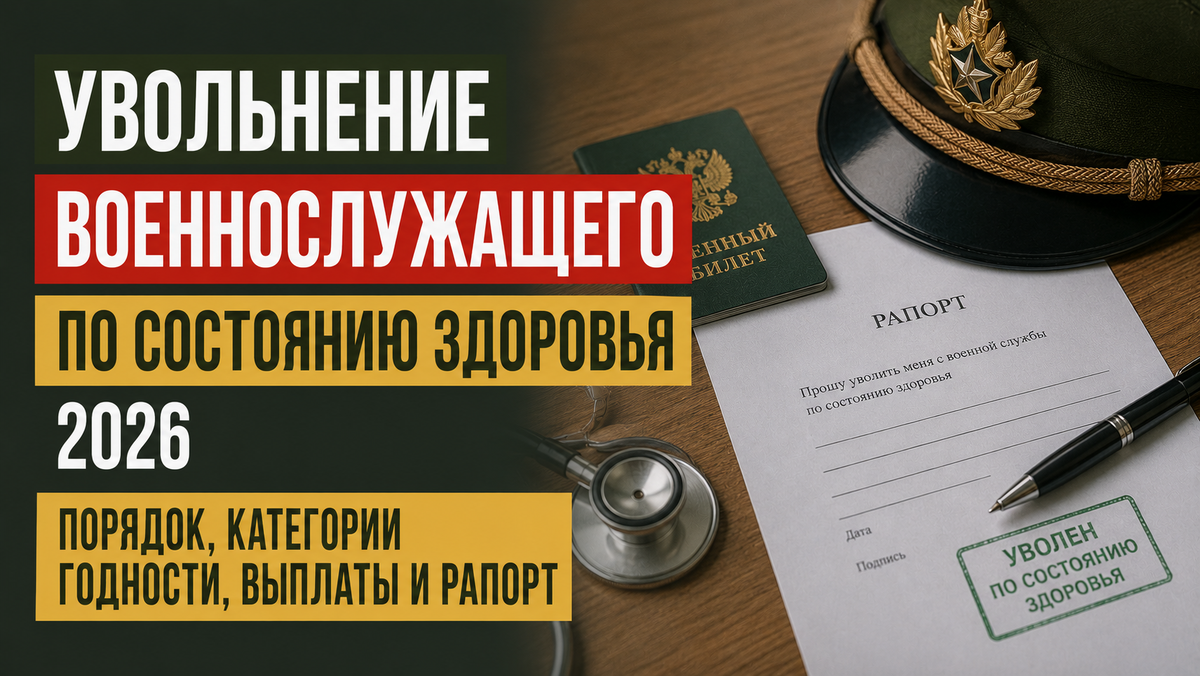 Увольнение военнослужащего по состоянию здоровья 2026: порядок, категории годности, выплаты и рапорт