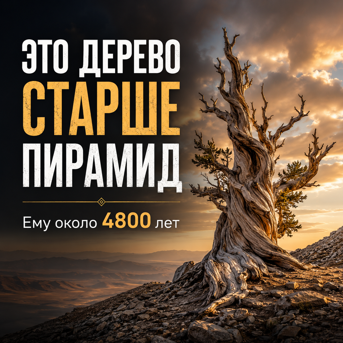 Эта сосна растёт в горах Калифорнии, на высоте больше трёх тысяч метров.