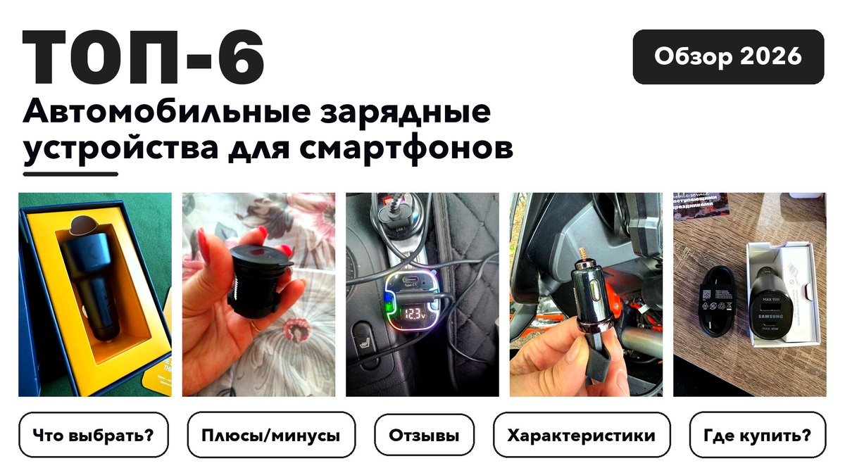 Лучшие автомобильные зарядные устройства для смартфонов 2026 по более 690 отзывам реальных покупателей