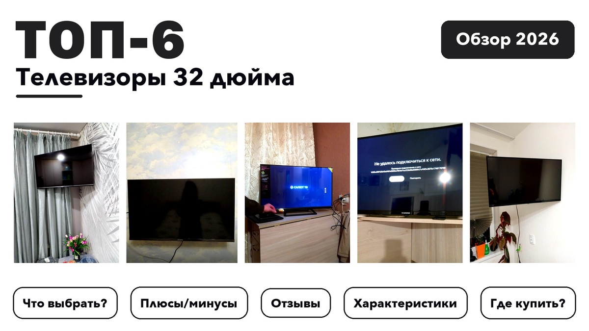 Лучшие телевизоры 32 дюйма 2026: выбрали лучшее по более 840 отзывам покупателей