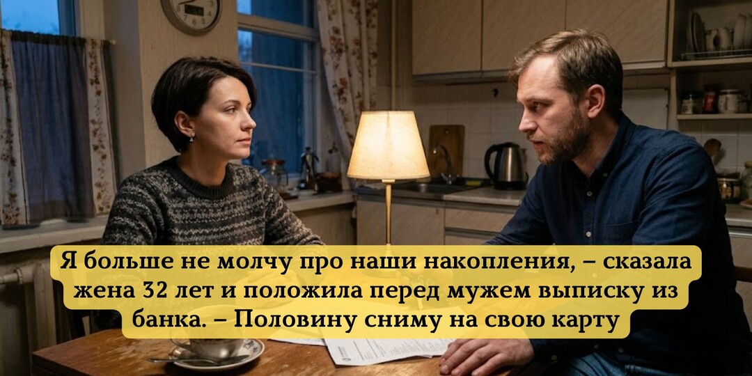 Я больше не молчу про наши накопления, – сказала жена 32 лет и положила перед мужем выписку из банка. – Половину сниму на свою карту