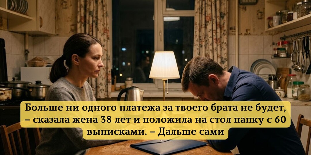 Больше ни одного платежа за твоего брата не будет, – сказала жена 38 лет и положила на стол папку с 60 выписками. – Дальше сами