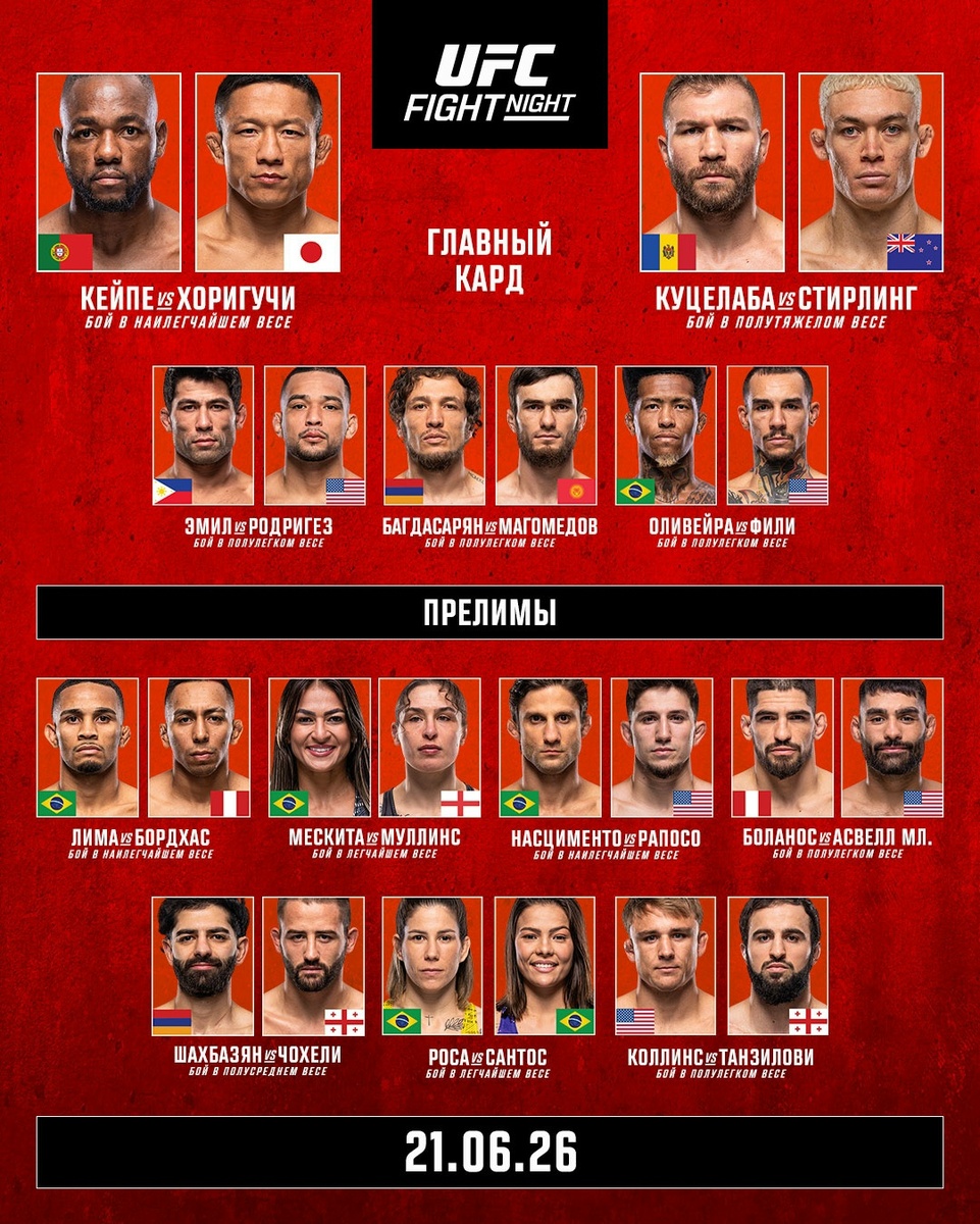     Кард турнира UFC Fight Night 279
