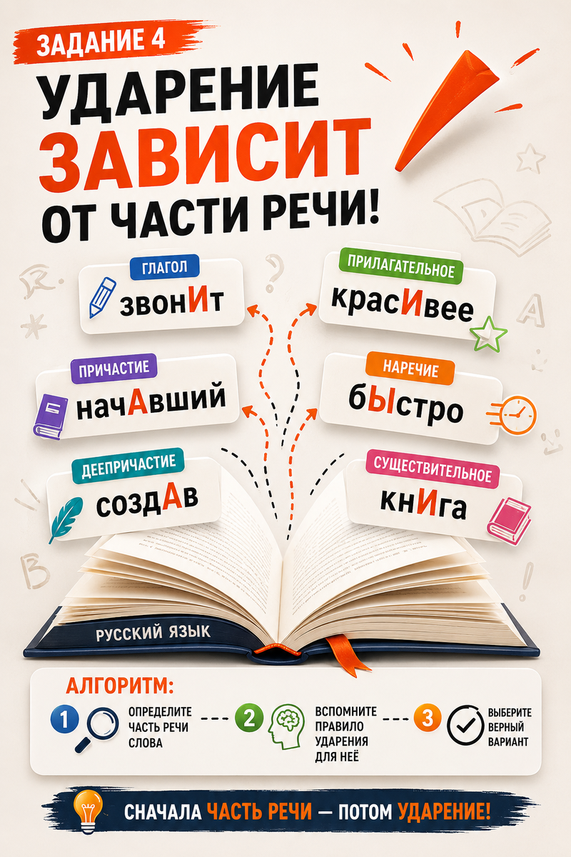 Задание 4 ЕГЭ по русскому языку - УДАРЕНИЯ.