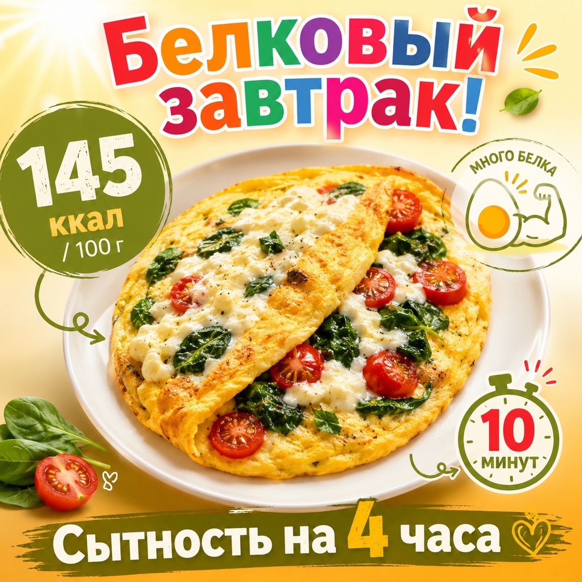 Белковый омлет с овощами и творожным сыром – сытный завтрак за 10 минут 