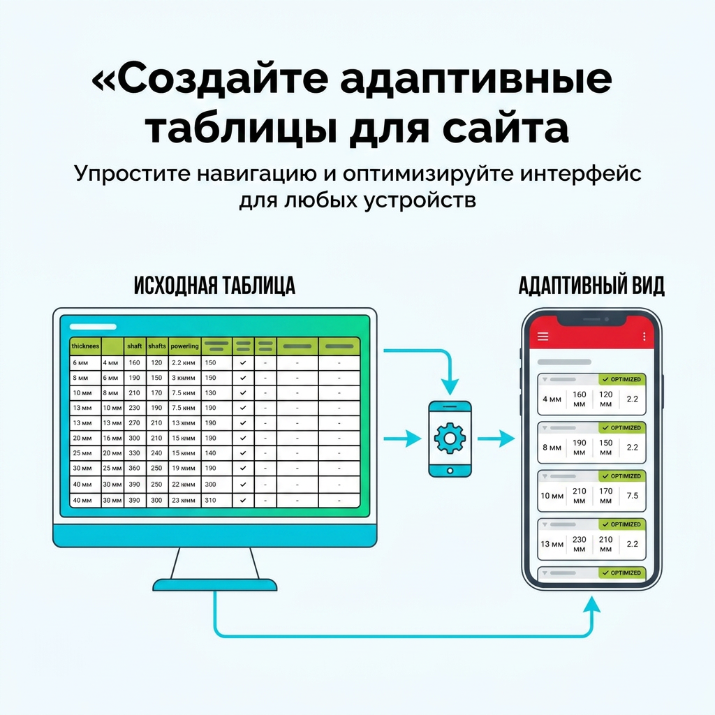    Создайте адаптивные таблицы для сайта и упростите навигацию